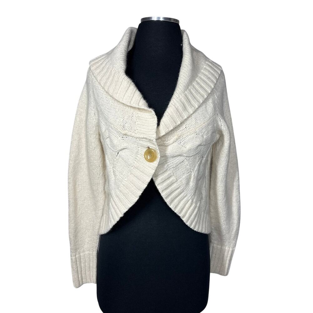 Banana Republic Shawl Collar Cropped Cardigan Shrug Wool Angora Cashmere Sz XL